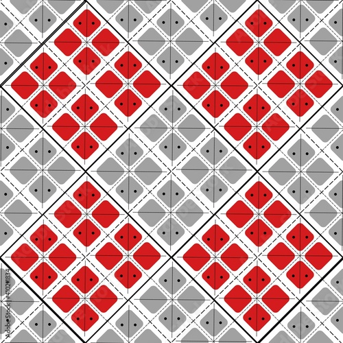 Billede på lærred Romanian and moldavian seamless pattern with traditional red squares and lines