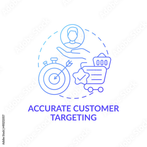 Accurate customer targeting concept icon. Open innovation benefit idea thin line illustration. Advertising mechanism. Looking through customer base. Vector isolated outline RGB color drawing