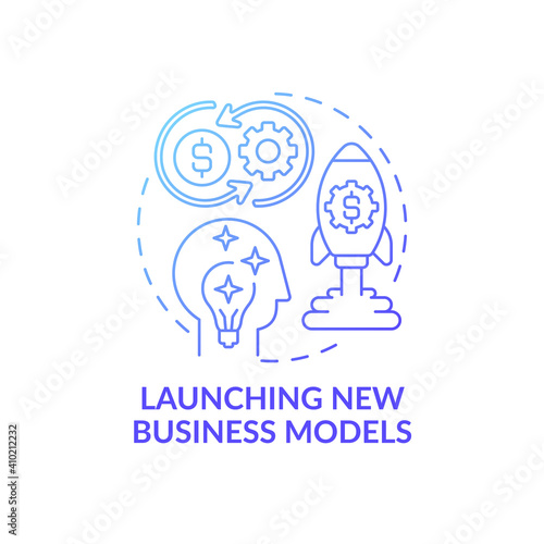Launching new business models concept icon. Open innovation idea thin line illustration. Developing strong value proposition. Establishing business processes. Vector isolated outline RGB color drawing