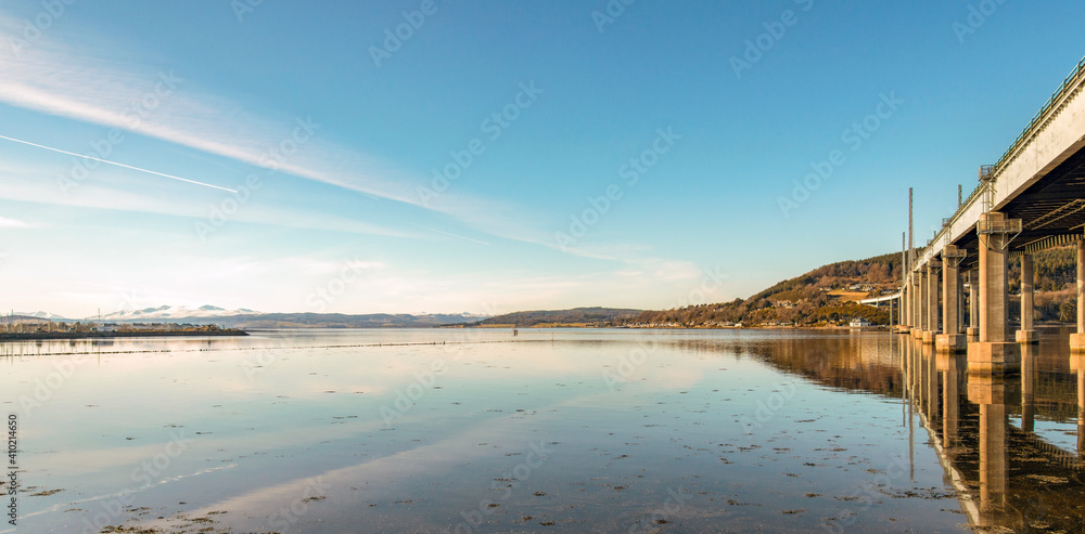 Calm water reflection across the Moray Firth 