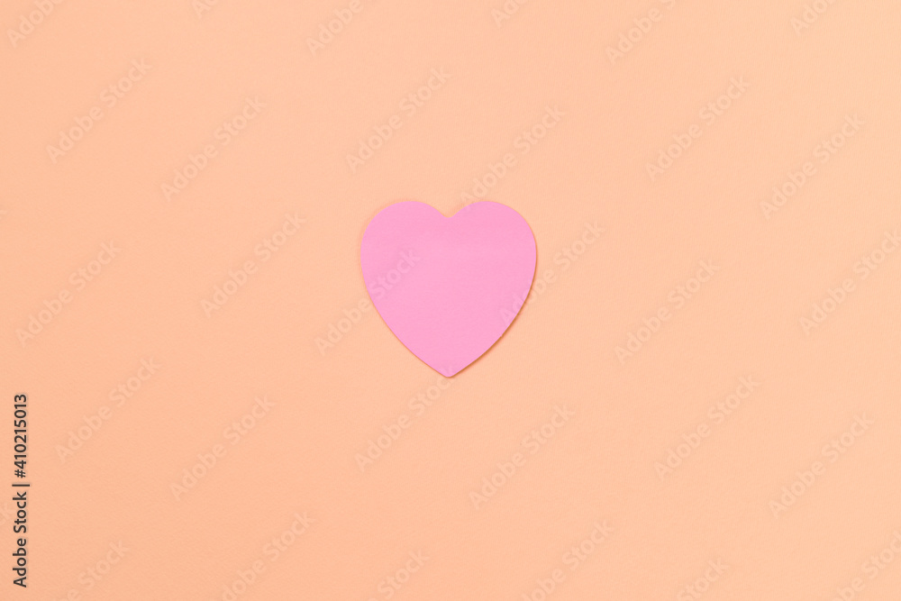 Element in shape of pink hearts on orange background. Symbol of love for Happy Women's, Mother's, Valentine's Day, birthday greeting card design.