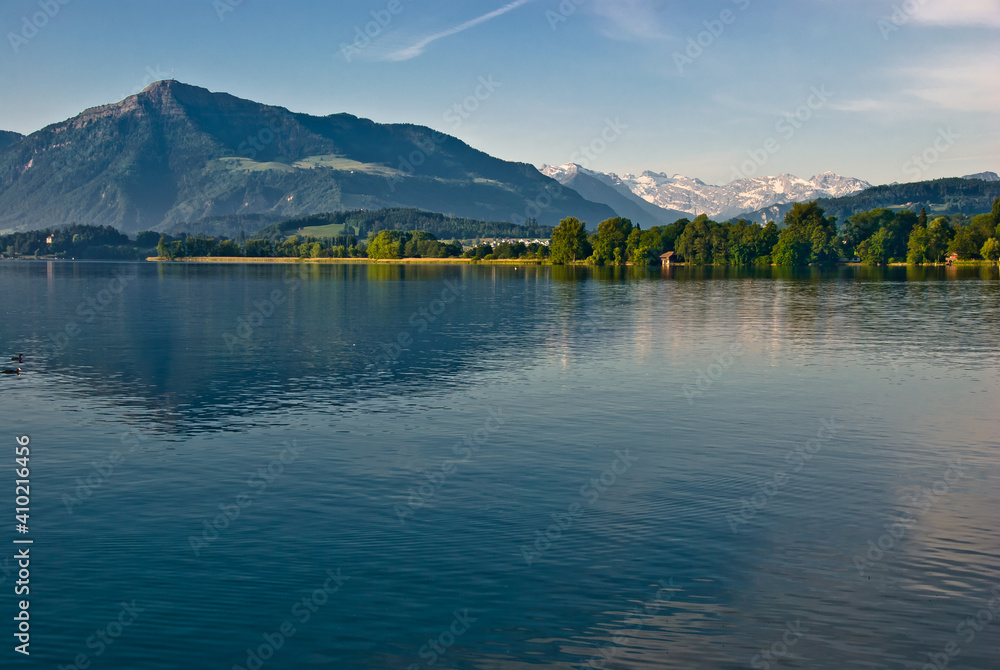 Lake Zug – beautiful lake in Swiss alps in Central Switzerland, situated between Lake Lucerne and Lake Zurich.