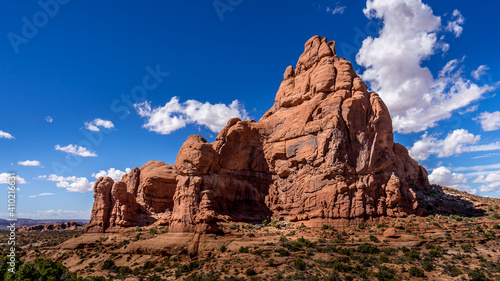 Unique Red Sandstone Pinnacles and Rock Fins at the Garden of Eden in Arches National Park near the town of Moab in Utah  United States