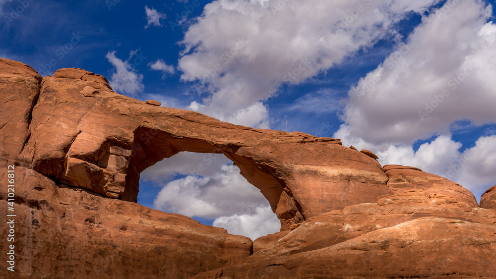 Skyline Arch in the Devil's Garden, one of the many sandstone arches in Arches National Park near Moab, Utah, United States
