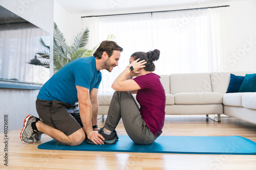 A Couple doing morning fitness at home
