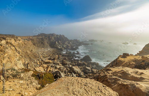 Beautiful landscape, rocks and ocean views along the Pacific Highway in northern California. © Volodymyr