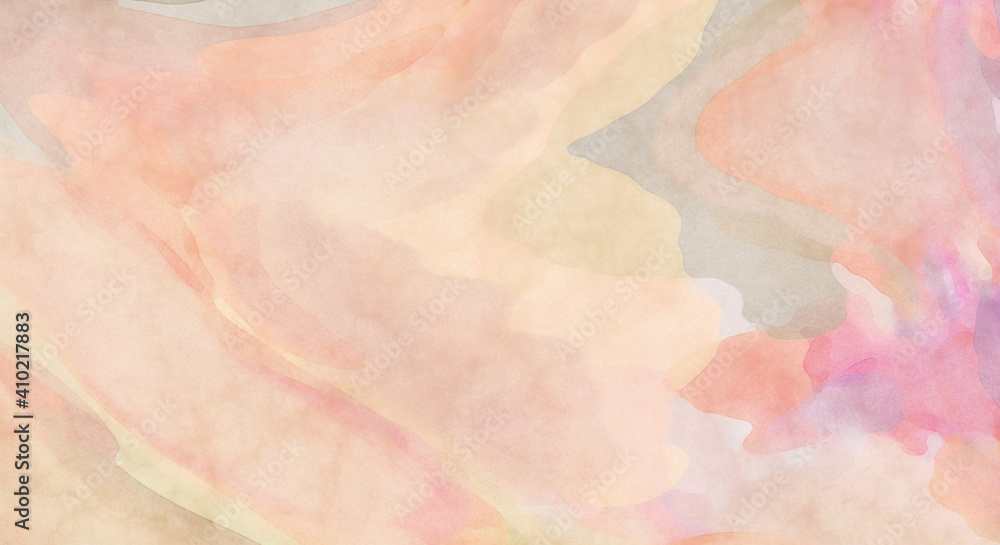 Fototapeta premium Watercolor abstract painting with pastel colors. Soft color painted illustration of calming composition for poster, wall art, banner, card, book cover or packaging. Modern brush strokes painting.