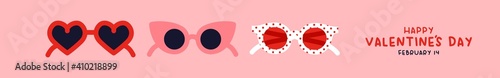 Valentine's Day heart sunglasses cartoon banner