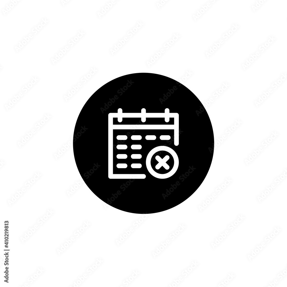 Failed calendar icon in black round style. Vector icon pixel perfect Failed calendar icon in black round style. Vector icon pixel perfect