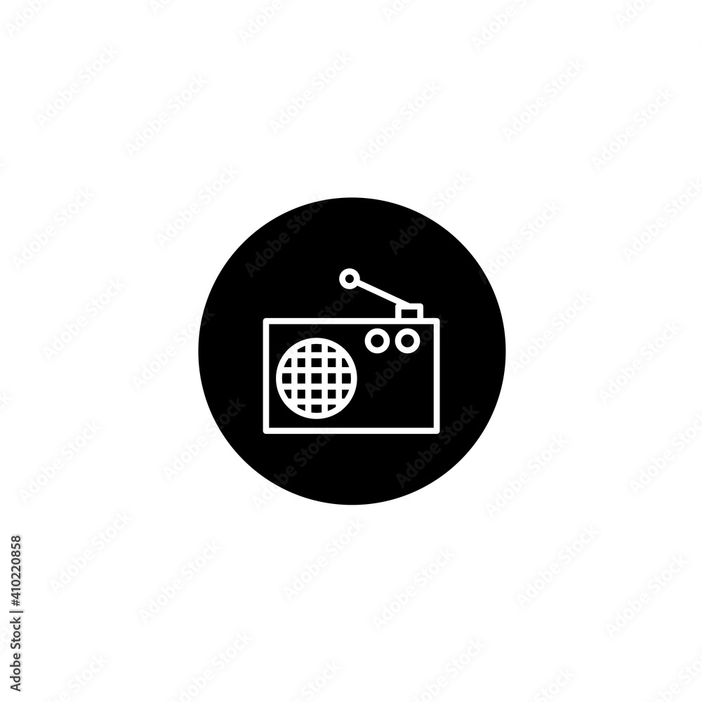 Radio box icon in black round style. Vector icon pixel perfect Radio box icon in black round style. Vector icon pixel perfect