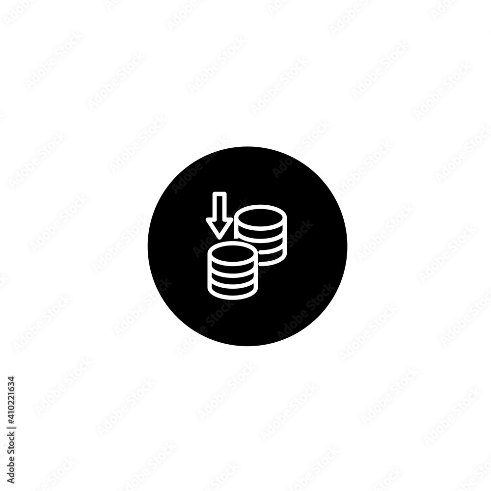 Coin receive icon in black round style. Vector icon pixel perfect Coin receive icon in black round style. Vector icon pixel perfect