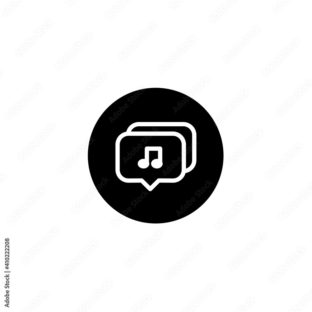 Music commentary icon in black round style. Vector icon pixel perfect Music commentary icon in black round style. Vector icon pixel perfect