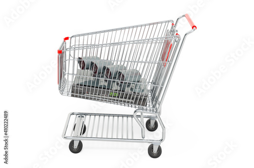 Shopping cart with system digital video recorder, 3D rendering