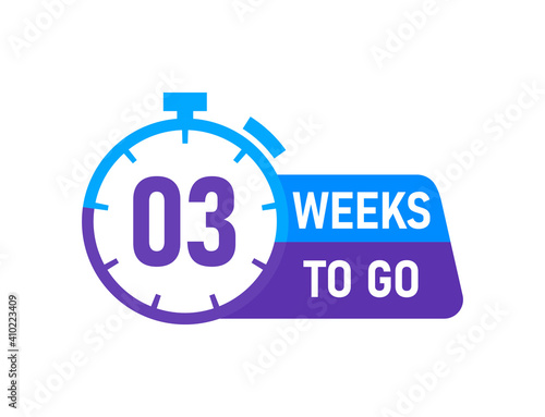 3 Weeks to go labels on white background