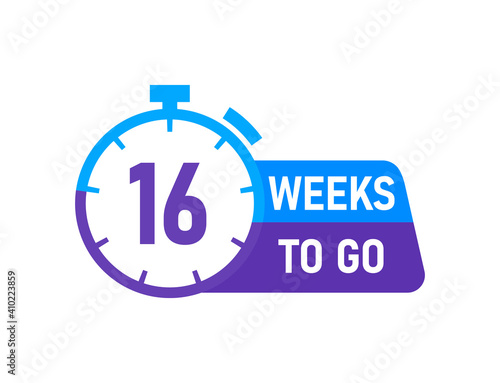 16 Weeks to go labels on white background