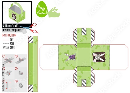 light green box template for Easter holiday rabbit