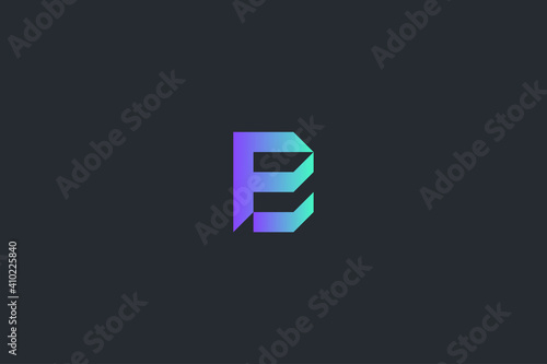 Futuristic Geometric Letter B Dark Background Logo Monogram Template