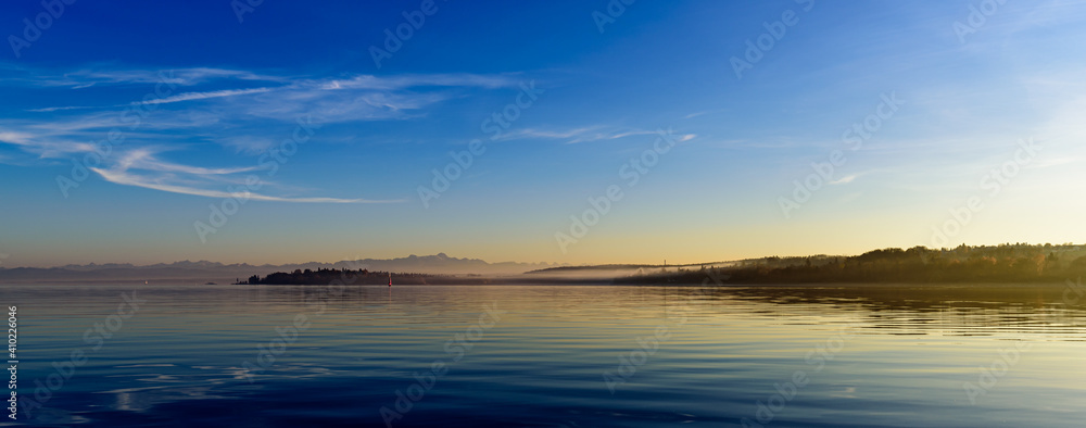 sunset over the lake