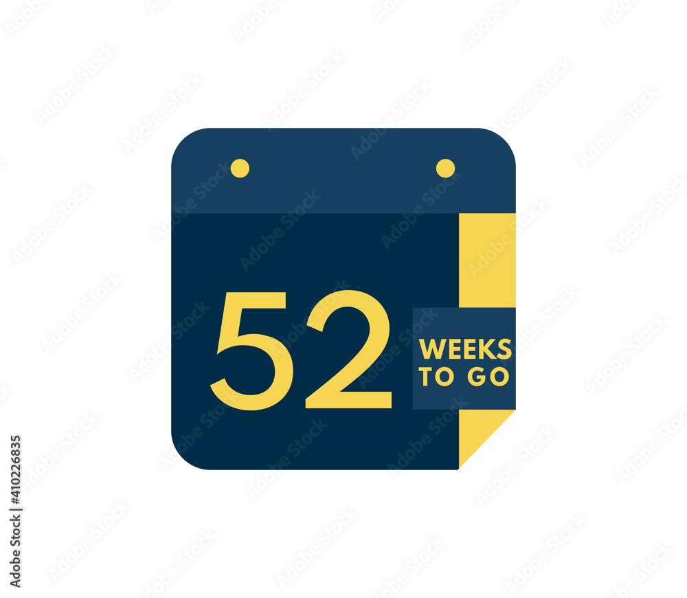 52 Weeks to go calendar icon on white background 52 Weeks to go calendar icon on white background