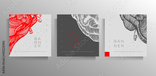 Cover design for brochure, poster, flyer, booklet, catalog template set. Hand-drawn graphic pattern. Vector illustration