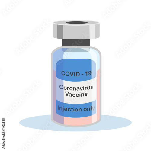 Covid-19 Coronavirus concept. vaccine vial and syringe. pandemic covid-19 outbreak. isolated icon. flat