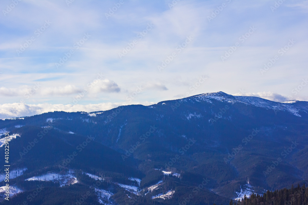Winter mountains, Carpathians, Ukraine. Ski resort Bukovel