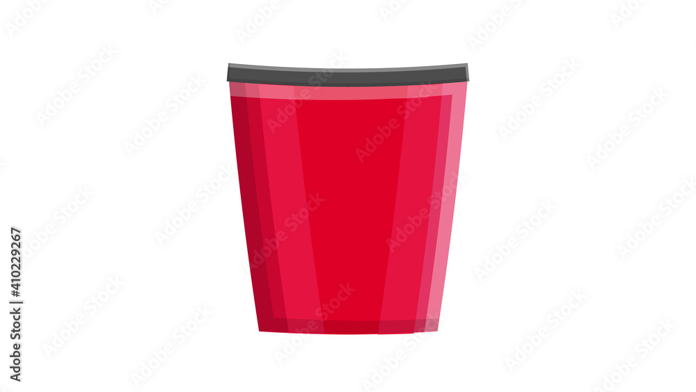 red cup on white background, illustration. ceramic mug, reusable drink glass. caring for the environment. container for a drink take-away from a coffee shop red cup on white background, illustration. ceramic mug, reusable drink glass. caring for the environment. container for a drink take-away from a coffee shop