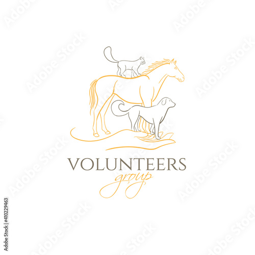 animal logo. cat, dog, horse frame. template for example a company logo help animals pet. stylish design graphics vector illustration. 