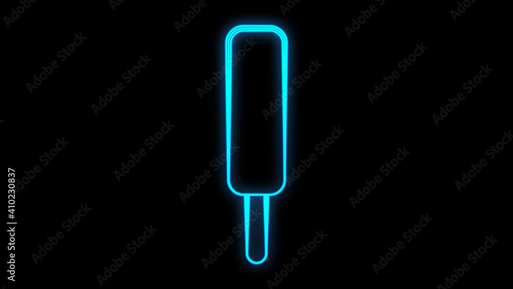 Glowing neon line Ice cream in waffle cone icon isolated on black background. Sweet symbol. Illustration Glowing neon line Ice cream in waffle cone icon isolated on black background. Sweet symbol. Illustration