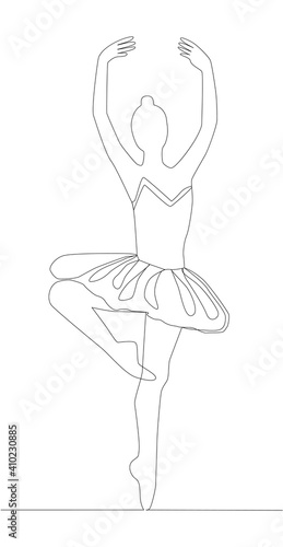 Self drawing animation of continuous line drawing of woman ballet dancer