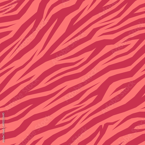 Geometric zebra print in vibrant reds. Vector seamless pattern