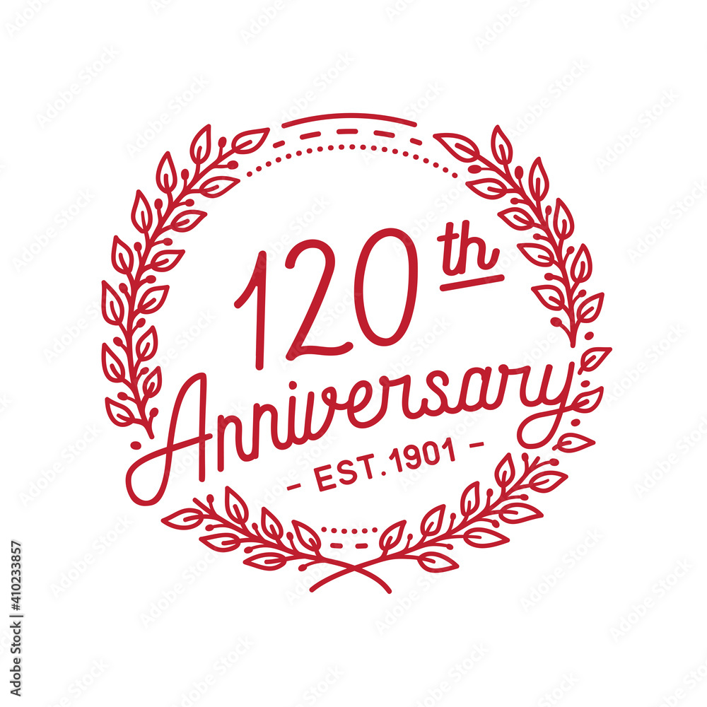 120 years anniversary logo collection. 120th years anniversary celebration hand drawn logotype. Vector and illustration.