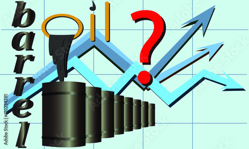 vector illustration
symbolizing the oil business and the market with its issues and risks