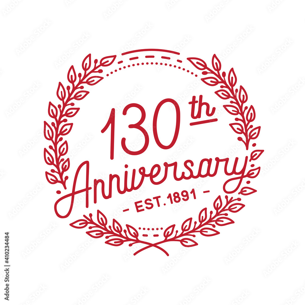 130 years anniversary logo collection. 130th years anniversary celebration hand drawn logotype. Vector and illustration.