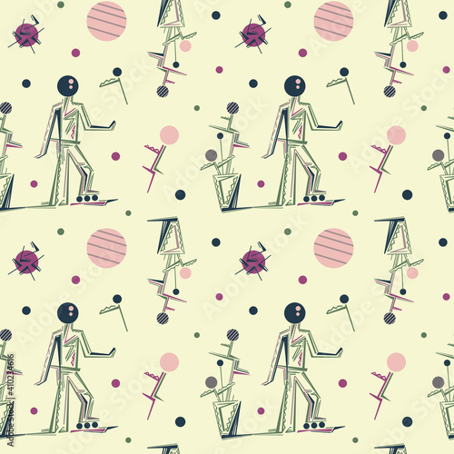 Seampless pattern. Abstract people figurer photo