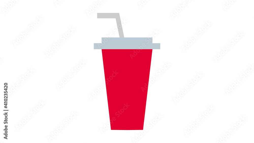 Red striped paper glass with drinking straw isolated on white background illustration Red striped paper glass with drinking straw isolated on white background illustration