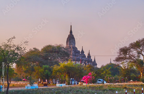 Evening sky over Shwegu Gyi Phaya, Bagan, Myanmar photo