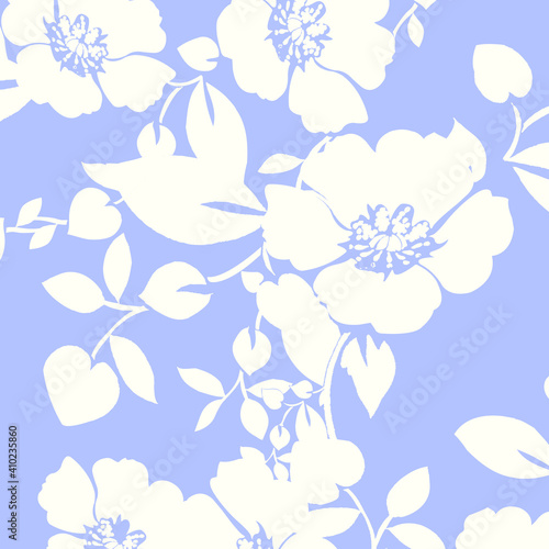 Floral seamless pattern. Hand drawn. For textile, wallpapers, print, wrapping paper. Vector stock illustration.