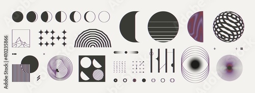 Abstract shapes. Minimal contemporary design forms and symbols with chromatic effect. Vector trendy isolated set
