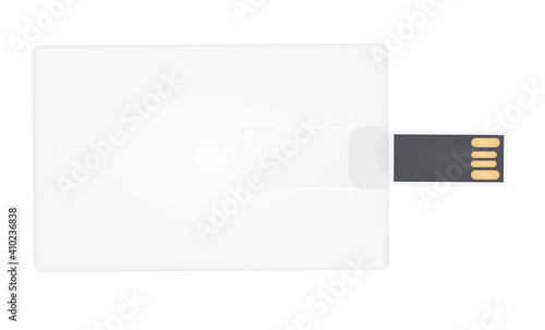 White USB flash card. vector