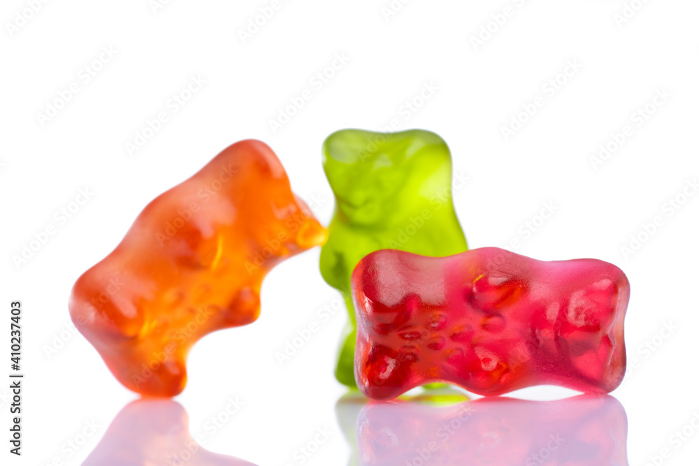 Sweet gummy bears on white background Sweet gummy bears on white background