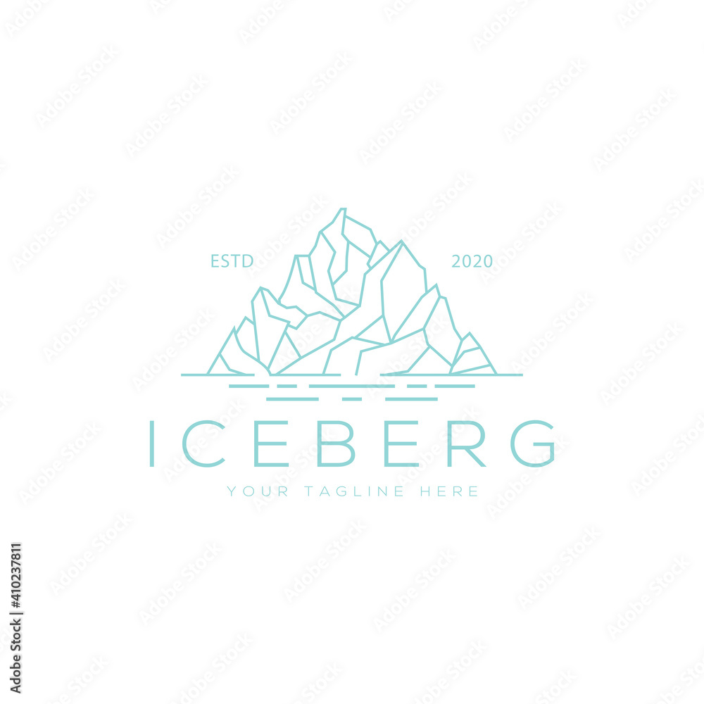Iceberg with line art style logo design illustration