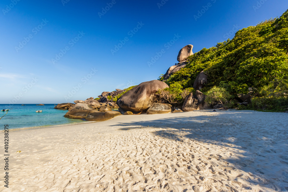 Beautiful, deserted sandy beach on a tropical island (Similan Islands, Thailand)