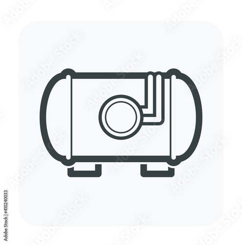 Natural gas tank or cylinder pressure vessel vector icon. Container or equipment for installation in car or vehicle to storage and transportation liquid compressed gas i.e. propane, lpg, lng, and cng.
