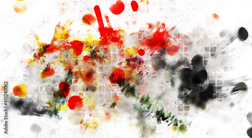 Modern art. Colorful contemporary artwork. Color strokes of paint. Brushstrokes on abstract background. Brush painting.