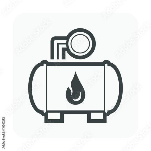 Natural gas tank or cylinder pressure vessel vector icon. Container or equipment for installation in car or vehicle to storage and transportation liquid compressed gas i.e. propane, lpg, lng, and cng.