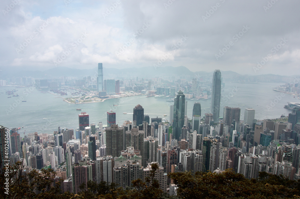 City view over Hong Kong from Victoria Peak. City of Hong Kong skyline.
