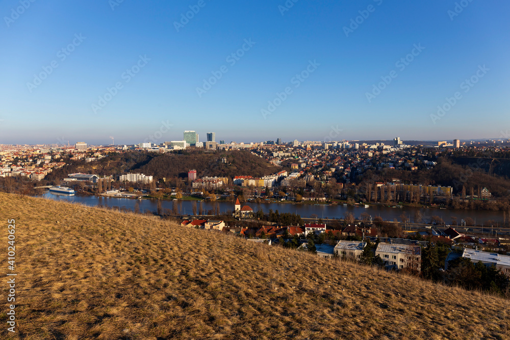 Winter Prague City from the Hill Devin in the sunny Day, Czech Republic Winter Prague City from the Hill Devin in the sunny Day, Czech Republic