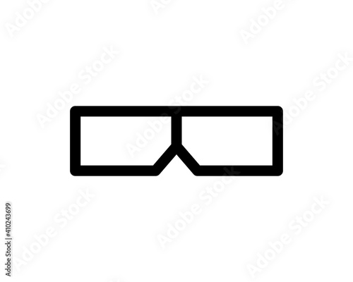 3d glasses icon. Black icon isolated on white background. 3d glasses silhouette. Simple icon. Web site page and mobile app design element.