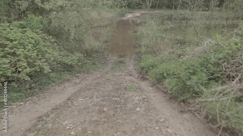 Aerial drone footage of 4x4 off road course photo